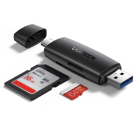 Ugreen adapter czytnik kart SD / micro SD (USB-A / USB-C) czarny (CM304) Ugreen adapter czytnik kart SD / micro SD (USB-A / USB-C) czarny (CM304)