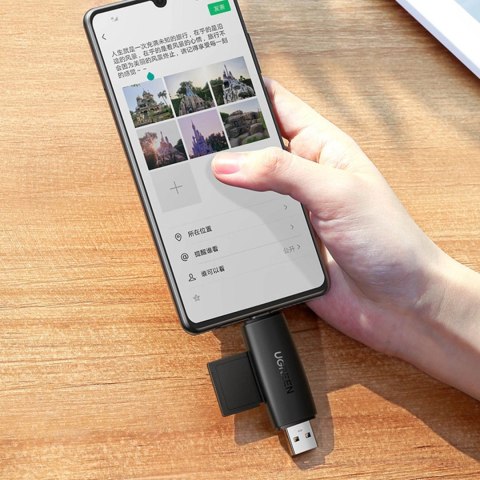 Ugreen adapter czytnik kart SD / micro SD (USB-A / USB-C) czarny (CM304) Ugreen adapter czytnik kart SD / micro SD (USB-A / USB-C) czarny (CM304)