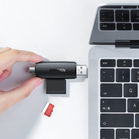 Ugreen adapter czytnik kart SD / micro SD (USB-A / USB-C) czarny (CM304) Ugreen adapter czytnik kart SD / micro SD (USB-A / USB-C) czarny (CM304)