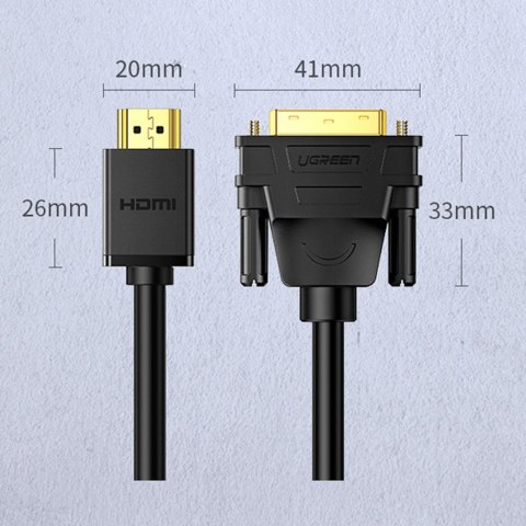 Ugreen dwukierunkowy kabel przewód HDMI - DVI 2m czarny (HD106) Ugreen dwukierunkowy kabel przewód HDMI - DVI 2m czarny (HD106)