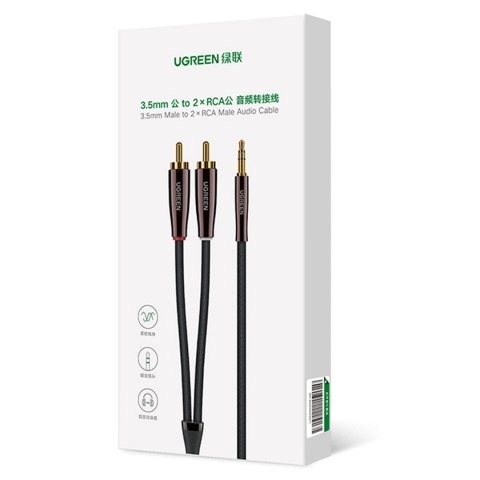 Ugreen kabel przewód audio 3,5 mm mini jack (męski) - 2RCA (męski) 2m miedziany (AV170) Ugreen kabel przewód audio 3,5 mm mini jack (męski) - 2RCA (męski) 2m miedziany (AV170)