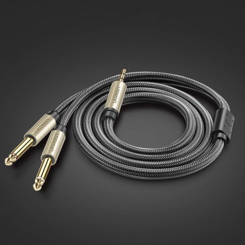 Ugreen kabel przewód audio mini jack 3,5 mm - 2 x jack 6,35mm 1m szary (AV126) Ugreen kabel przewód audio mini jack 3,5 mm - 2 x jack 6,35mm 1m szary (AV126)