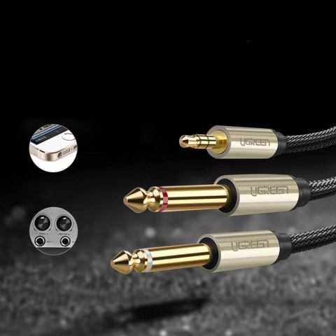 Ugreen kabel przewód audio mini jack 3,5 mm - 2 x jack 6,35mm 1m szary (AV126) Ugreen kabel przewód audio mini jack 3,5 mm - 2 x jack 6,35mm 1m szary (AV126)