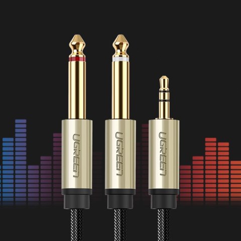 Ugreen kabel przewód audio mini jack 3,5 mm - 2 x jack 6,35mm 1m szary (AV126) Ugreen kabel przewód audio mini jack 3,5 mm - 2 x jack 6,35mm 1m szary (AV126)