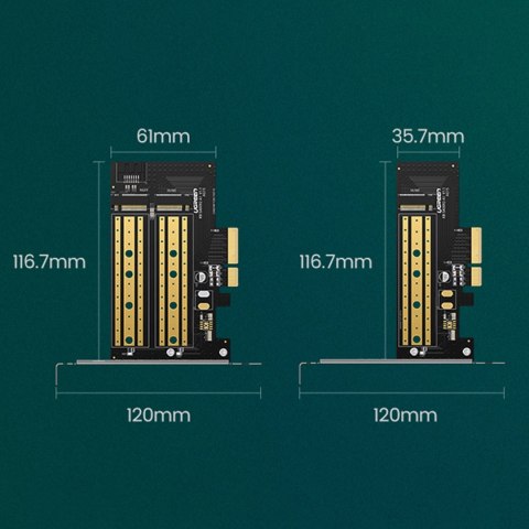 Ugreen karta rozszerzeń adapter PCIe 3.0 x4 do SSD M.2 M-Key / M.2 B-Key czarna (CM302) Ugreen karta rozszerzeń adapter PCIe 3.0 x4 do SSD M.2 M-Key / M.2 B-Key czarna (CM302)