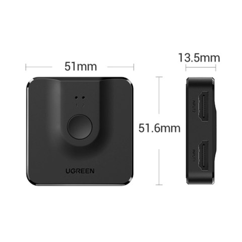 Ugreen switch przełącznik rozdzielacz HDMI - 2x HDMI 4K 60Hz czarny (CM217) Ugreen switch przełącznik rozdzielacz HDMI - 2x HDMI 4K 60Hz czarny (CM217)