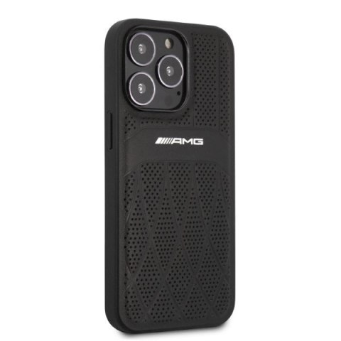 Etui AMG Leather Curved Lines na iPhone 13 Pro Max - czarne Etui AMG Leather Curved Lines na iPhone 13 Pro Max - czarne