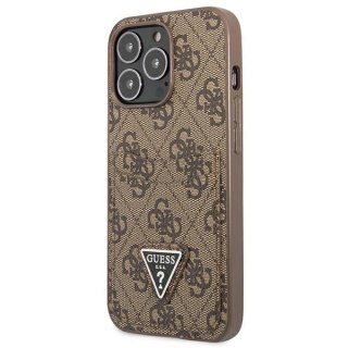 Etui Guess 4G Triangle Logo Cardslot na iPhone 13 Pro / 13 - brązowe