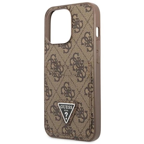 Etui Guess 4G Triangle Logo Cardslot na iPhone 13 Pro / 13 - brązowe