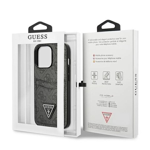 Etui Guess 4G Triangle Logo Cardslot na iPhone 13 Pro / 13 - czarne