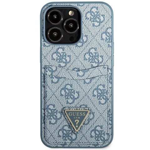 Etui Guess 4G Triangle Logo Cardslot na iPhone 13 Pro / 13 - niebieskie