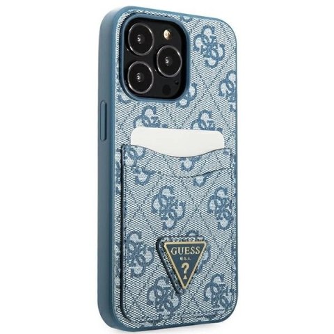 Etui Guess 4G Triangle Logo Cardslot na iPhone 13 Pro / 13 - niebieskie