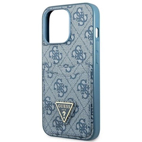 Etui Guess 4G Triangle Logo Cardslot na iPhone 13 Pro / 13 - niebieskie