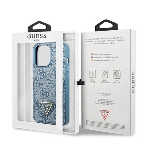 Etui Guess 4G Triangle Logo Cardslot na iPhone 13 Pro / 13 - niebieskie