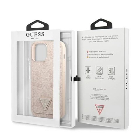 Etui Guess 4G Triangle Logo Cardslot na iPhone 13 Pro Max - różowe