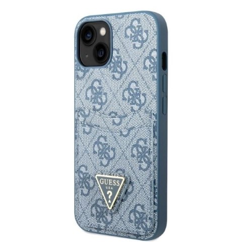 Etui Guess 4G Triangle Logo Cardslot na iPhone 13 mini - niebieskie