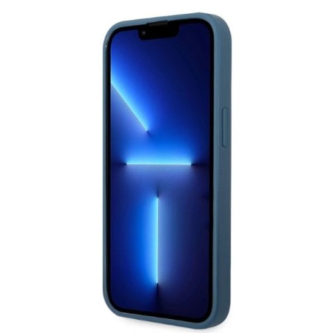 Etui Guess 4G Triangle Logo Cardslot na iPhone 13 mini - niebieskie