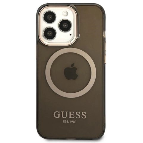 Etui Guess Gold Outline Translucent MagSafe na iPhone 13 Pro Max - czarne