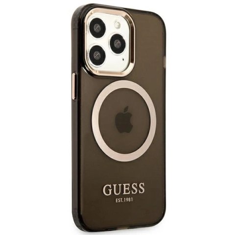 Etui Guess Gold Outline Translucent MagSafe na iPhone 13 Pro Max - czarne