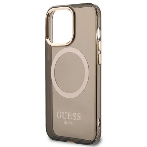 Etui Guess Gold Outline Translucent MagSafe na iPhone 13 Pro Max - czarne