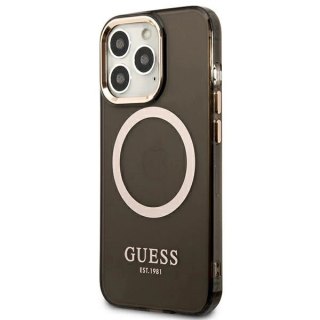 Etui Guess Gold Outline Translucent MagSafe na iPhone 13 Pro / iPhone 13 - czarne