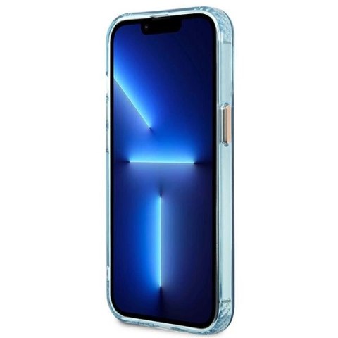 Etui Guess Gold Outline Translucent MagSafe na iPhone 13 Pro / iPhone 13 - niebieskie