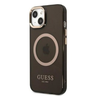 Etui Guess Gold Outline Translucent MagSafe na iPhone 13 - czarne