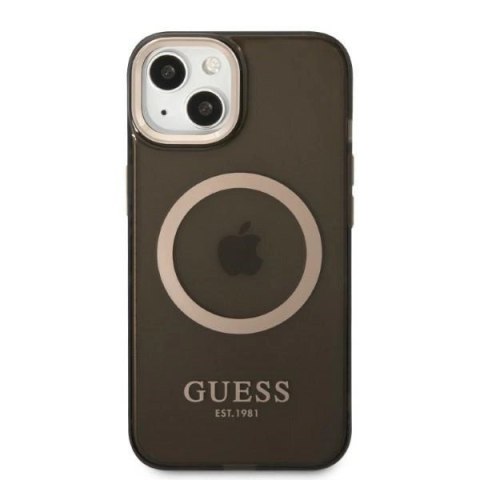 Etui Guess Gold Outline Translucent MagSafe na iPhone 13 - czarne