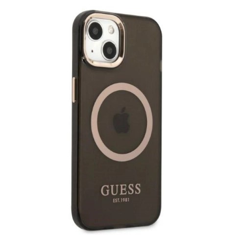Etui Guess Gold Outline Translucent MagSafe na iPhone 13 - czarne