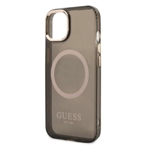 Etui Guess Gold Outline Translucent MagSafe na iPhone 13 - czarne