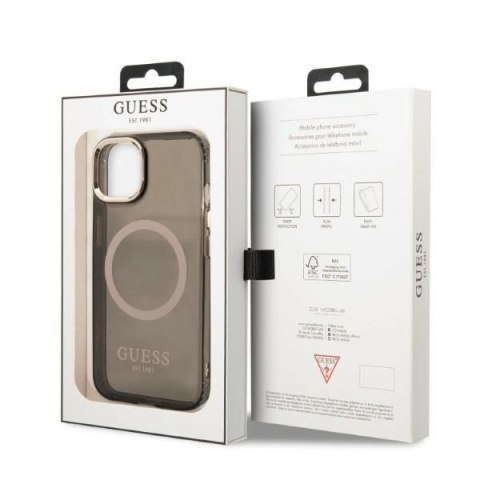Etui Guess Gold Outline Translucent MagSafe na iPhone 13 - czarne