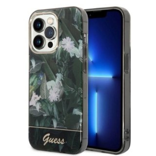 Etui Guess Jungle Collection na iPhone 14 Pro - zielone