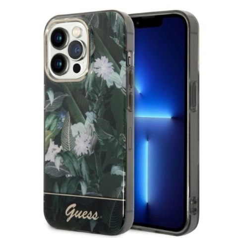 Etui Guess Jungle Collection na iPhone 14 Pro - zielone