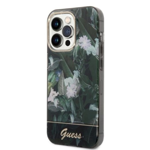 Etui Guess Jungle Collection na iPhone 14 Pro - zielone