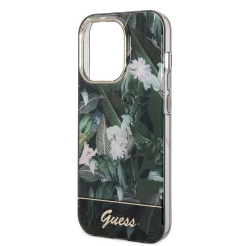 Etui Guess Jungle Collection na iPhone 14 Pro - zielone