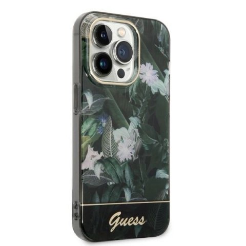 Etui Guess Jungle Collection na iPhone 14 Pro - zielone