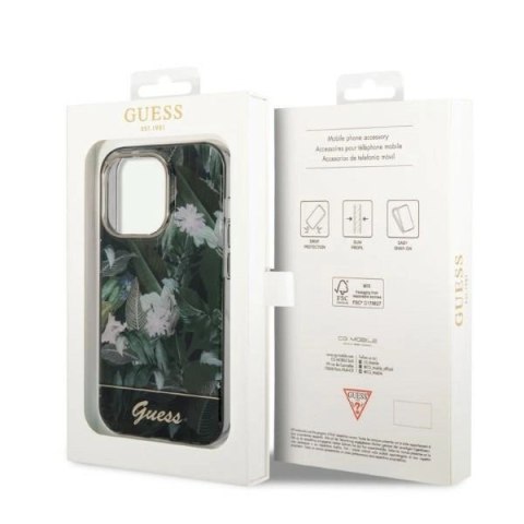 Etui Guess Jungle Collection na iPhone 14 Pro - zielone