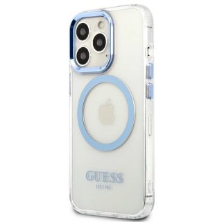 Etui Guess Metal Outline MagSafe na iPhone 13 Pro / iPhone 13 - niebieskie