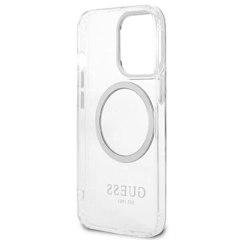Etui Guess Metal Outline MagSafe na iPhone 13 Pro / iPhone 13 - srebrne