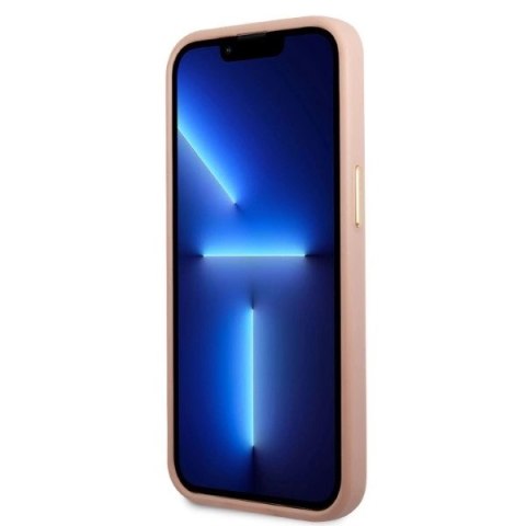 Etui Guess Peony Logo Plate MagSafe na iPhone 13 Pro / iPhone 13 - różowe