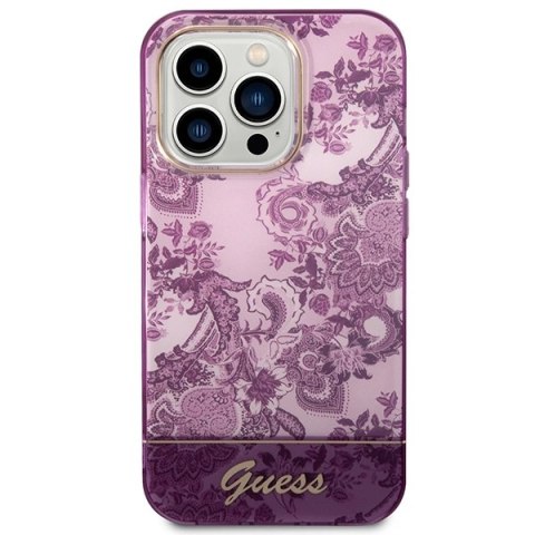 Etui Guess Porcelain Collection na iPhone 14 Pro Max - fuksjowe