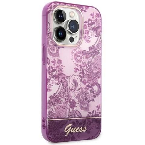 Etui Guess Porcelain Collection na iPhone 14 Pro Max - fuksjowe