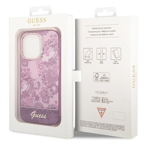 Etui Guess Porcelain Collection na iPhone 14 Pro Max - fuksjowe