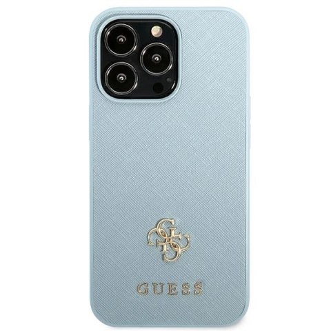 Etui Guess Saffiano 4G Small Metal Logo na iPhone 13 Pro / 13 - niebieskie