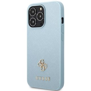 Etui Guess Saffiano 4G Small Metal Logo na iPhone 13 Pro Max - niebieskie