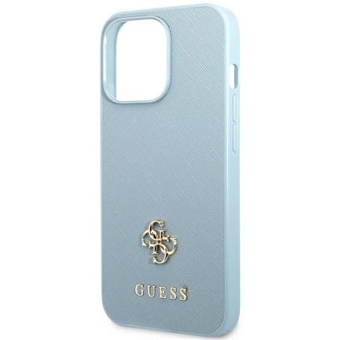 Etui Guess Saffiano 4G Small Metal Logo na iPhone 13 Pro Max - niebieskie