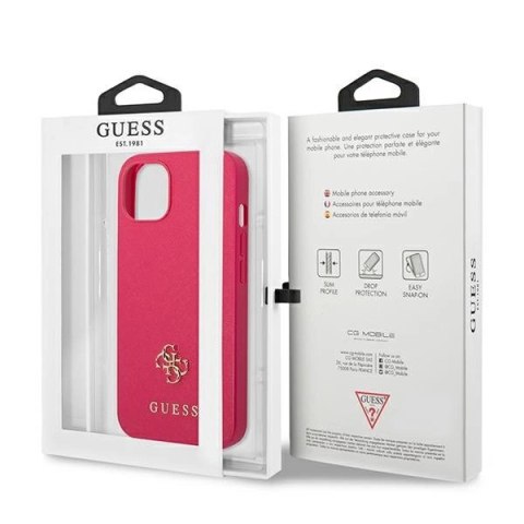 Etui Guess Saffiano 4G Small Metal Logo na iPhone 13 mini - różowe