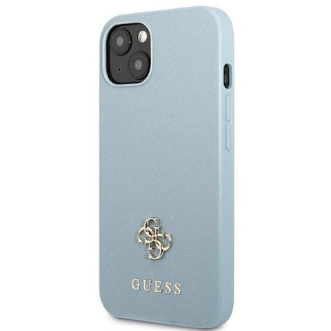 Etui Guess Saffiano 4G Small Metal Logo na iPhone 13 - niebieskie