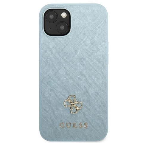 Etui Guess Saffiano 4G Small Metal Logo na iPhone 13 - niebieskie