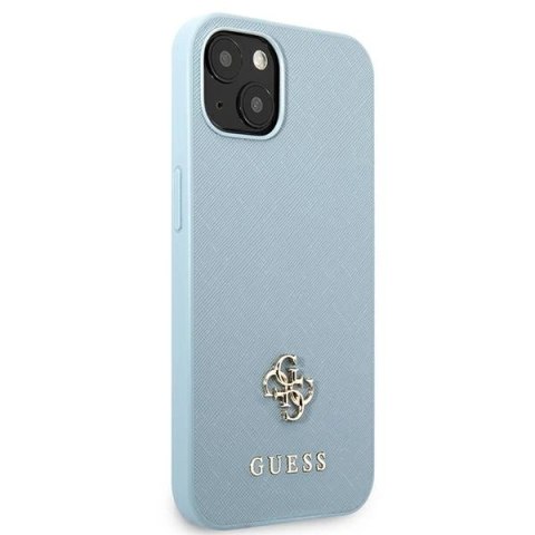 Etui Guess Saffiano 4G Small Metal Logo na iPhone 13 - niebieskie